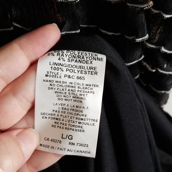 Suzy Shier black and metallic ruffle dress large NWT - Picture 6 of 12